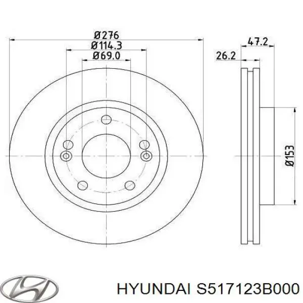 Тормоз дисковый передний Hyundai/Kia S517123B000 цена, от 39.61 USD