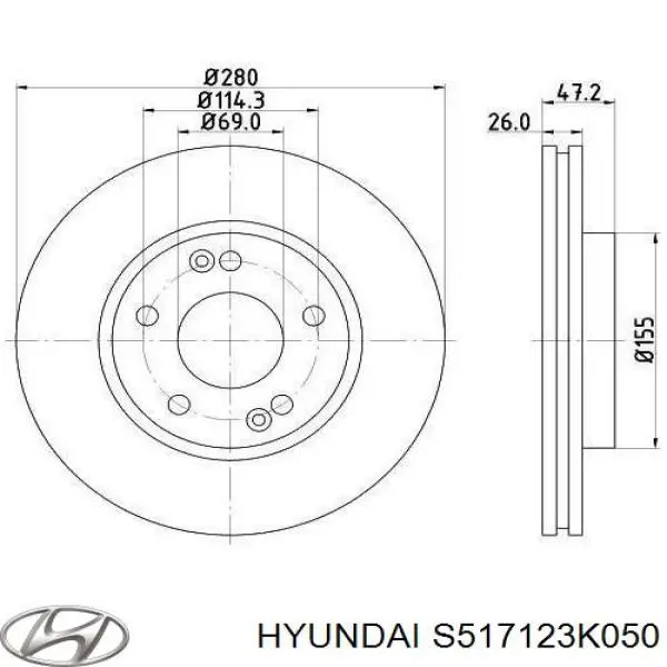 Купить S517123K050 Hyundai/Kia Ротор тормозной