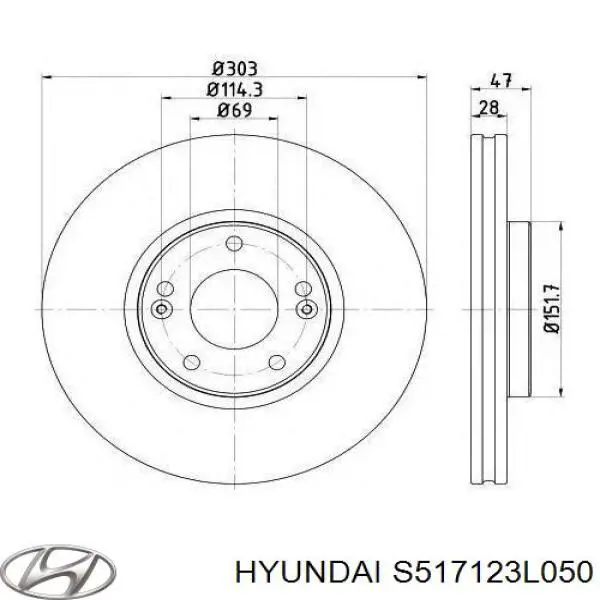 S517123L050 Hyundai/Kia диск тормозной передний
