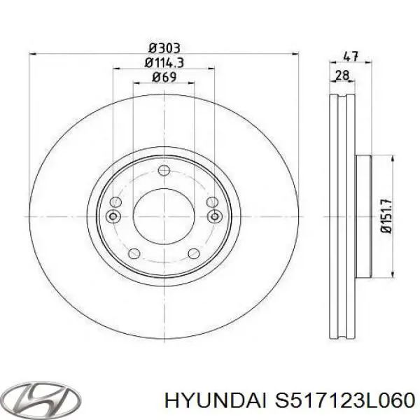 S517123L060 Hyundai/Kia диск тормозной передний