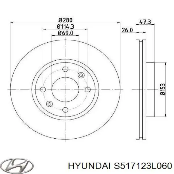 Купить S517123L060 Hyundai/Kia Ротор тормозной