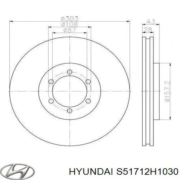 Передние тормозные диски S51712H1030 Hyundai/Kia