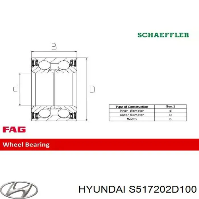 Подшипник ступицы S517202D100 Hyundai/Kia