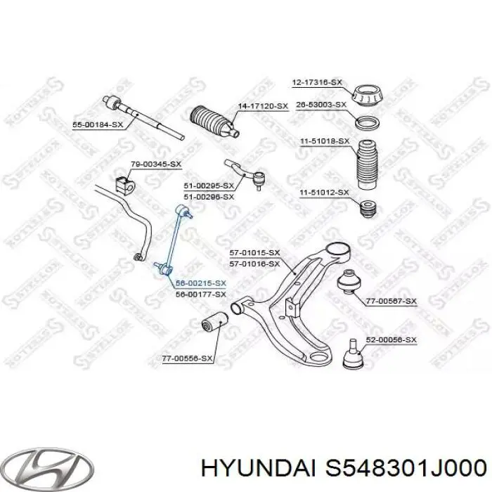 Линк стабилизатора, переднего, левый Hyundai/Kia S548301J000 цена, от 11.07 USD
