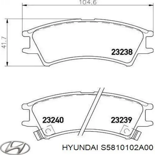 Передние тормозные колодки S5810102A00 Hyundai/Kia