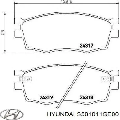 S581011GE00 Hyundai/Kia колодки тормозные передние дисковые