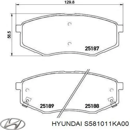 Передние тормозные колодки S581011KA00 Hyundai/Kia