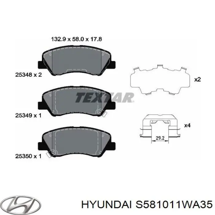 Передние тормозные колодки S581011WA35 Hyundai/Kia