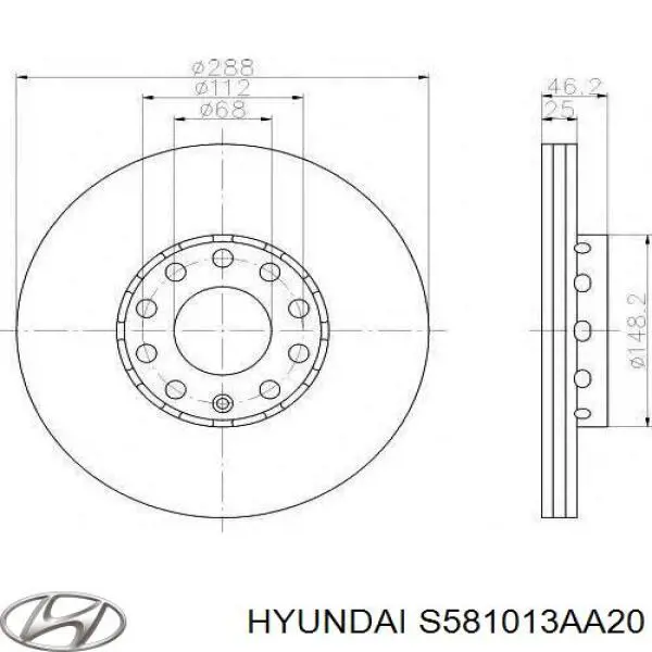 Передние тормозные колодки S581013AA20 Hyundai/Kia