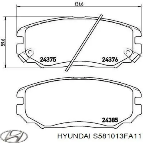 S581013FA11 Hyundai/Kia колодки тормозные передние дисковые