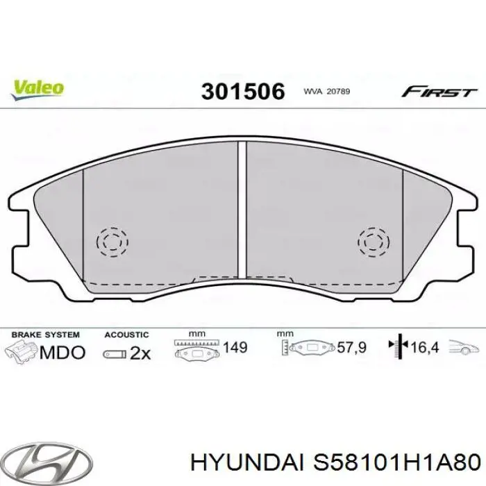 Колодки Hyundai/Kia S58101H1A80 цена, от 38.57 USD