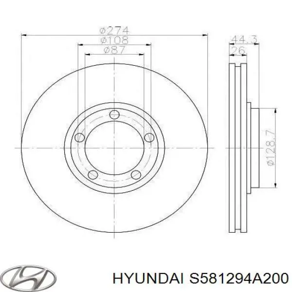 Тормоз дисковый передний Hyundai/Kia S581294A200 цена, от 38.01 USD