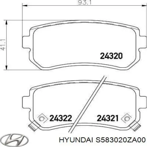 Купить S583020ZA00 Hyundai/Kia Колодки тормозные задние, дисковые