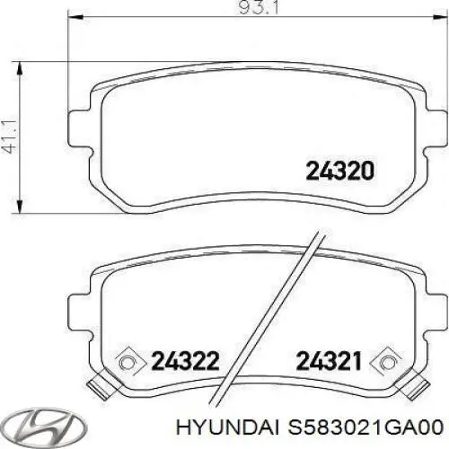 Задние тормозные колодки S583021GA00 Hyundai/Kia