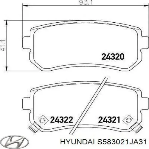 Задние тормозные колодки S583021JA31 Hyundai/Kia