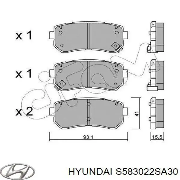 S583022SA30 Hyundai/Kia колодки тормозные задние дисковые