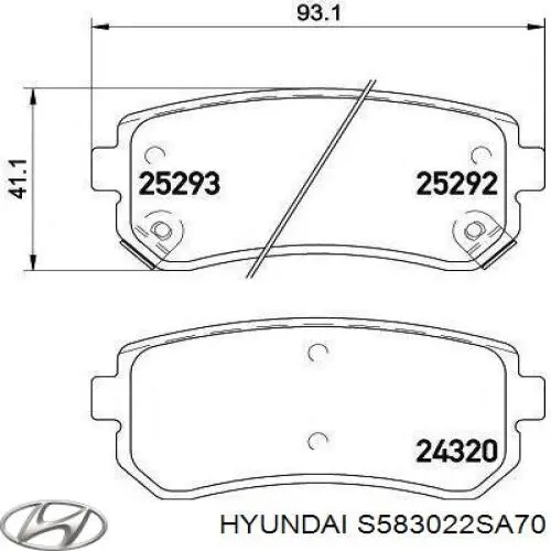 S583022SA70 Hyundai/Kia колодки тормозные задние дисковые