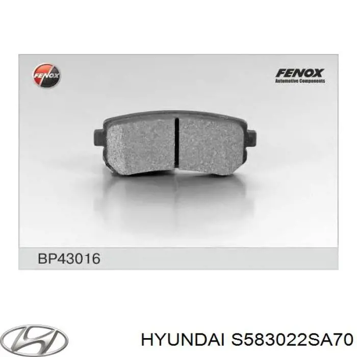 Pastillas de freno traseras S583022SA70 Hyundai/Kia