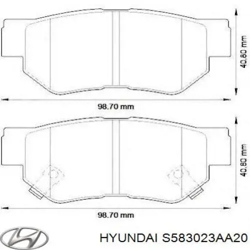 Задние тормозные колодки S583023AA20 Hyundai/Kia