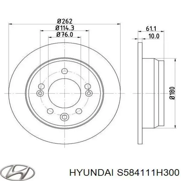 Задний тормозной диск Hyundai/Kia S584111H300 цена, от 26.07 USD