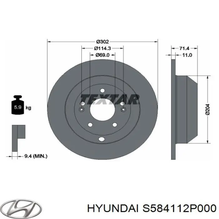 Задний тормозной диск Hyundai/Kia S584112P000 цена, от 41.61 USD