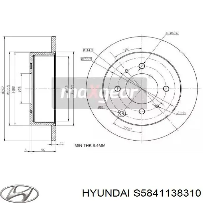 Задний дисковый тормоз Hyundai/Kia S5841138310
