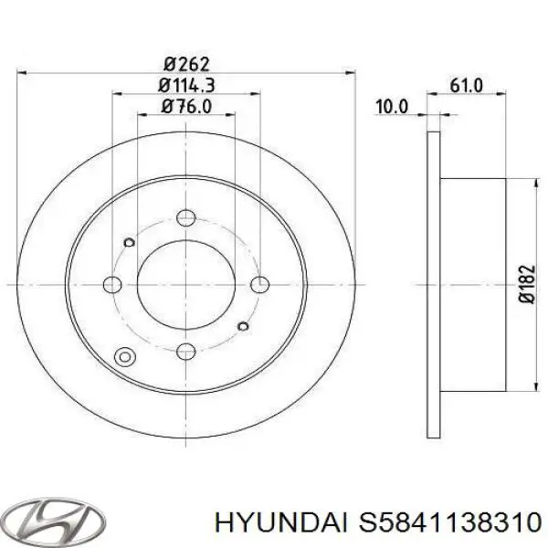 S5841138310 Hyundai/Kia диск тормозной задний