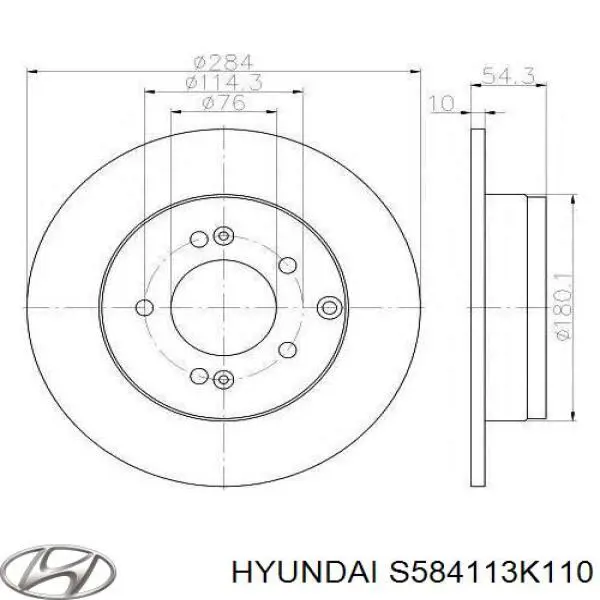 Задний тормозной диск Hyundai/Kia S584113K110 цена, от 30.95 USD
