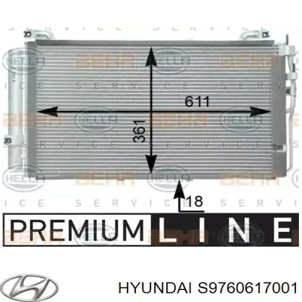 Радиатор кондиционера S9760617001 Hyundai/Kia