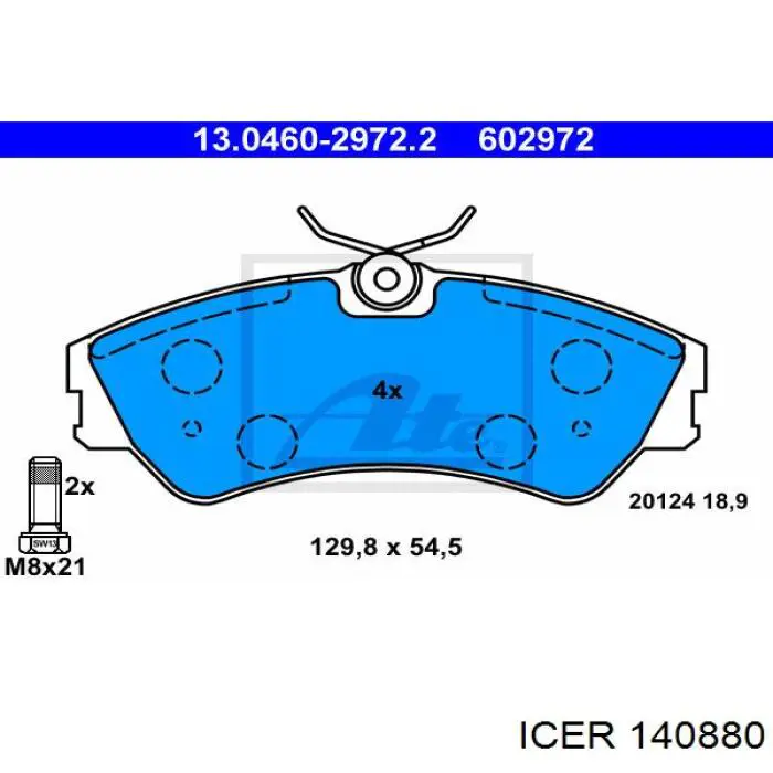 Передние тормозные колодки 140880 Icer