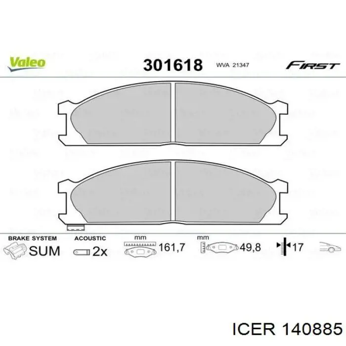 Передние тормозные колодки 301618 VALEO