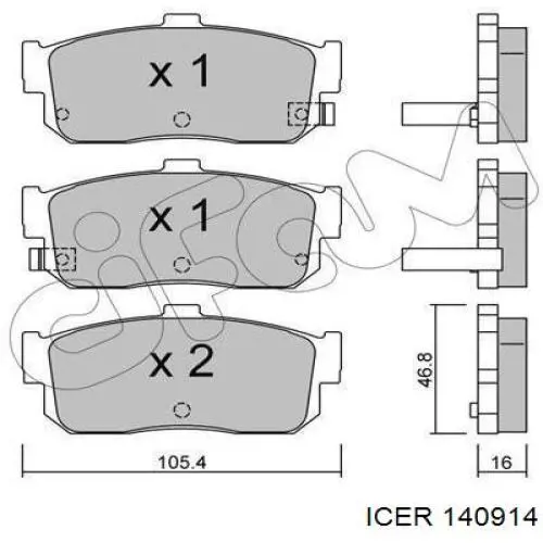 Колодки гальмові задні, дискові 140914 Icer