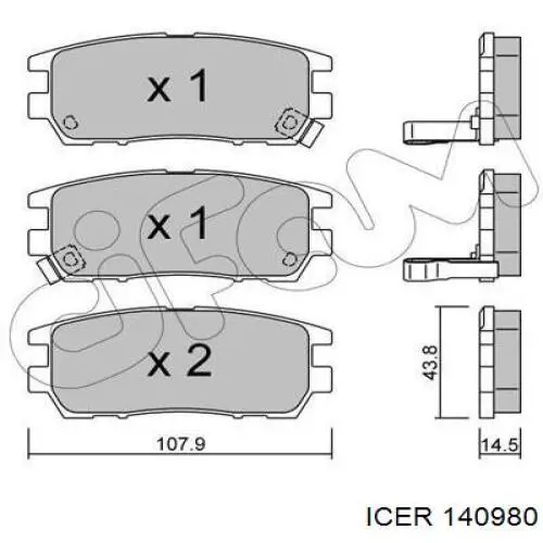 Купить 140980 Icer Колодки тормозные задние, дисковые