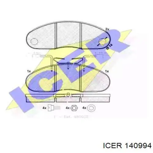 Передние тормозные колодки 140994 Icer