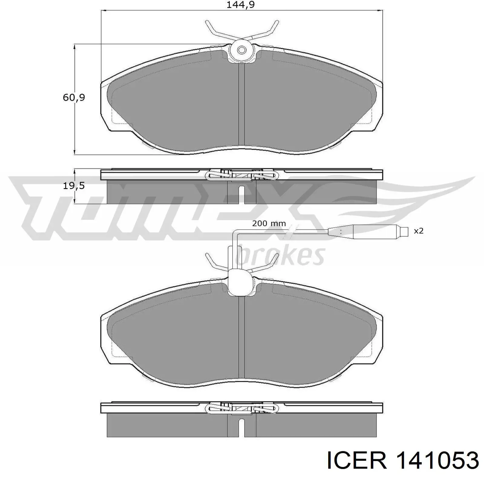 Колодки гальмівні передні, дискові 141053 Icer