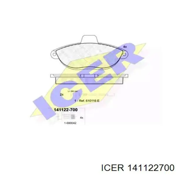 141122-700 Icer колодки тормозные передние дисковые