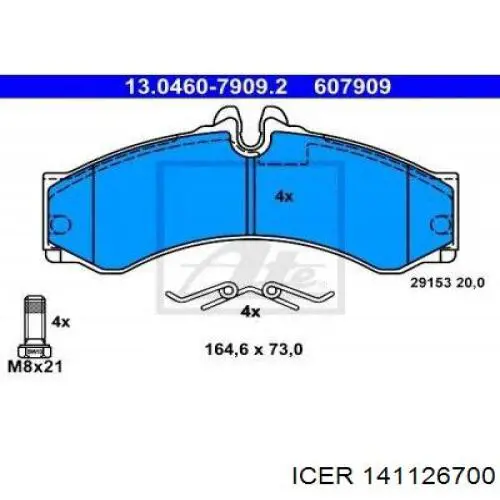Передние тормозные колодки 141126700 Icer