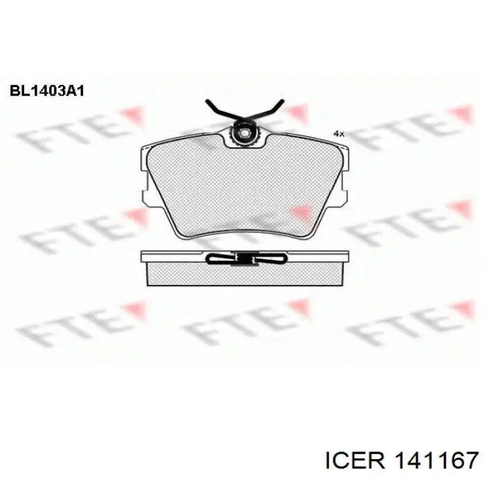 Купить 141167 Icer Колодки тормозные задние, дисковые