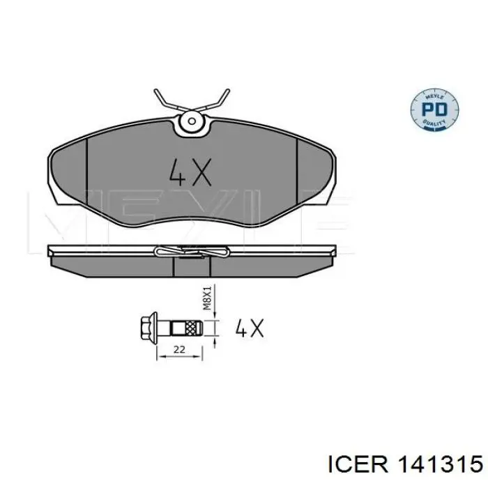 141315 Icer колодки тормозные передние дисковые
