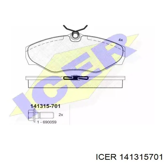 Колодки тормозные передние дисковые ICER 141315701