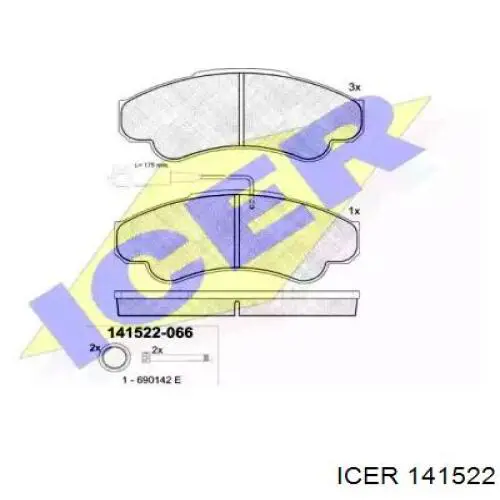 141522 Icer колодки тормозные передние дисковые