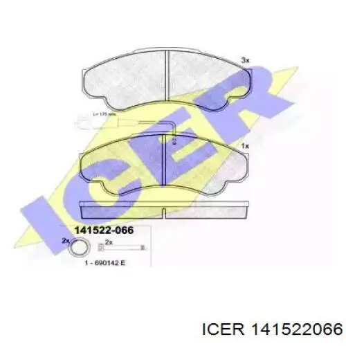 Передние тормозные колодки 141522066 Icer