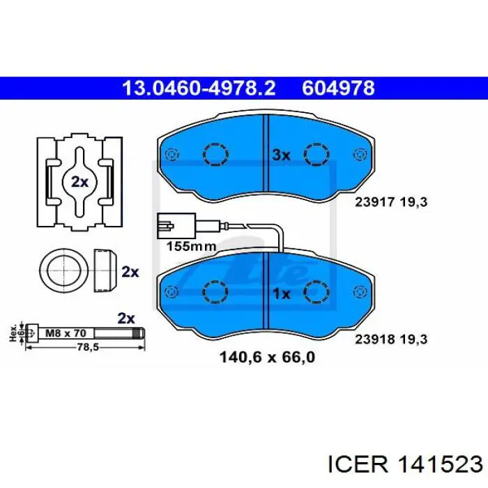 Купить 141523 Icer Колодки тормозные