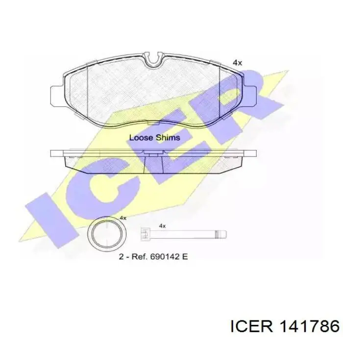 Передние тормозные колодки 141786 Icer