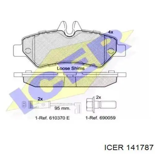 Задние тормозные колодки 141787 Icer