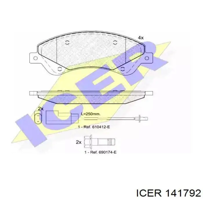 141792 Icer колодки тормозные передние дисковые