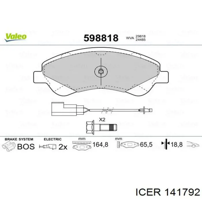 Передние тормозные колодки 141792 Icer