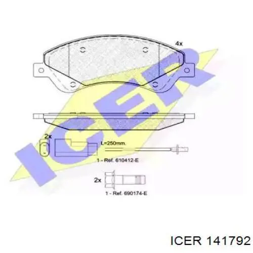 Pastillas de freno delanteras 141792 Icer