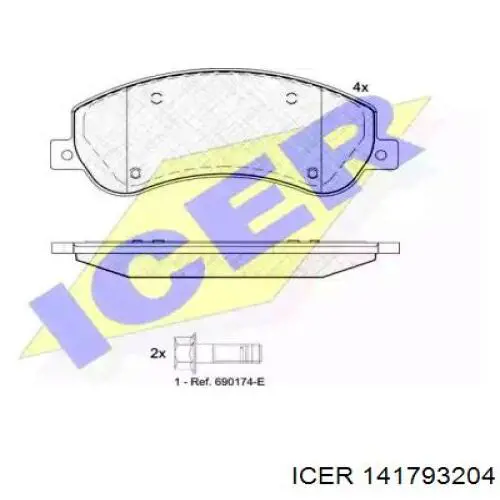 Передние тормозные колодки 141793204 Icer