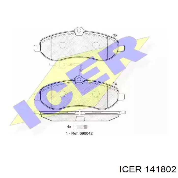 Передние тормозные колодки 141802 Icer